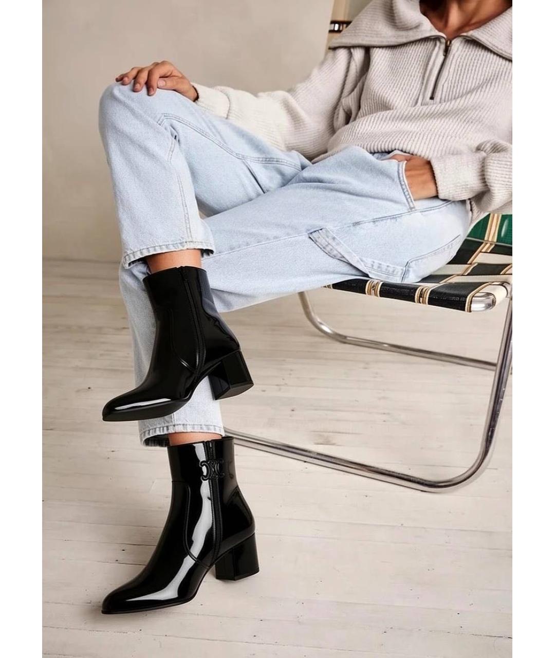 CELINE Черные ботинки из лакированной кожи, фото 3