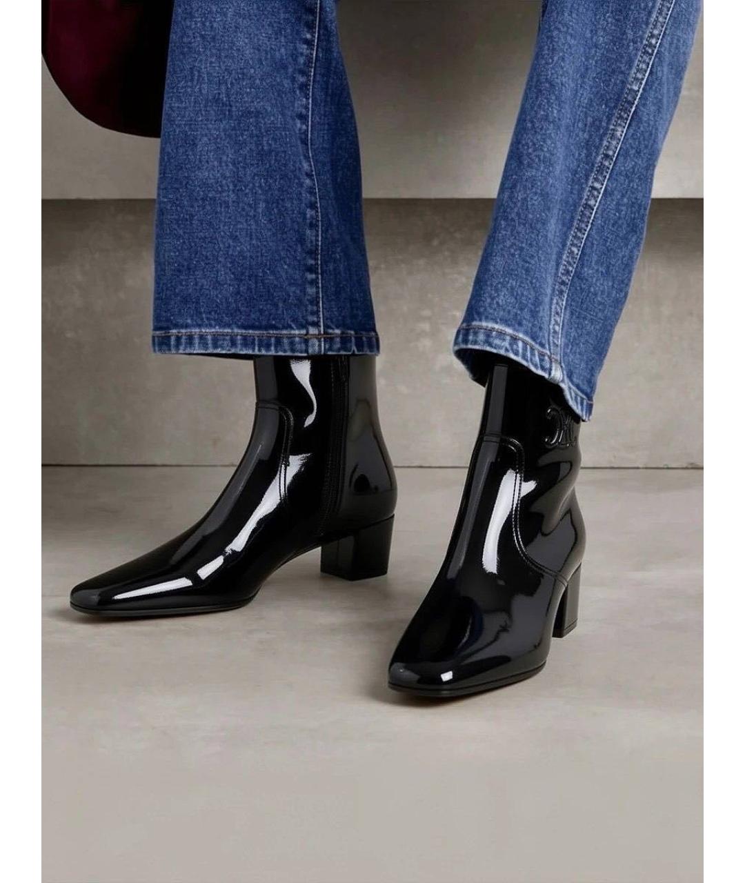 CELINE Черные ботинки из лакированной кожи, фото 4