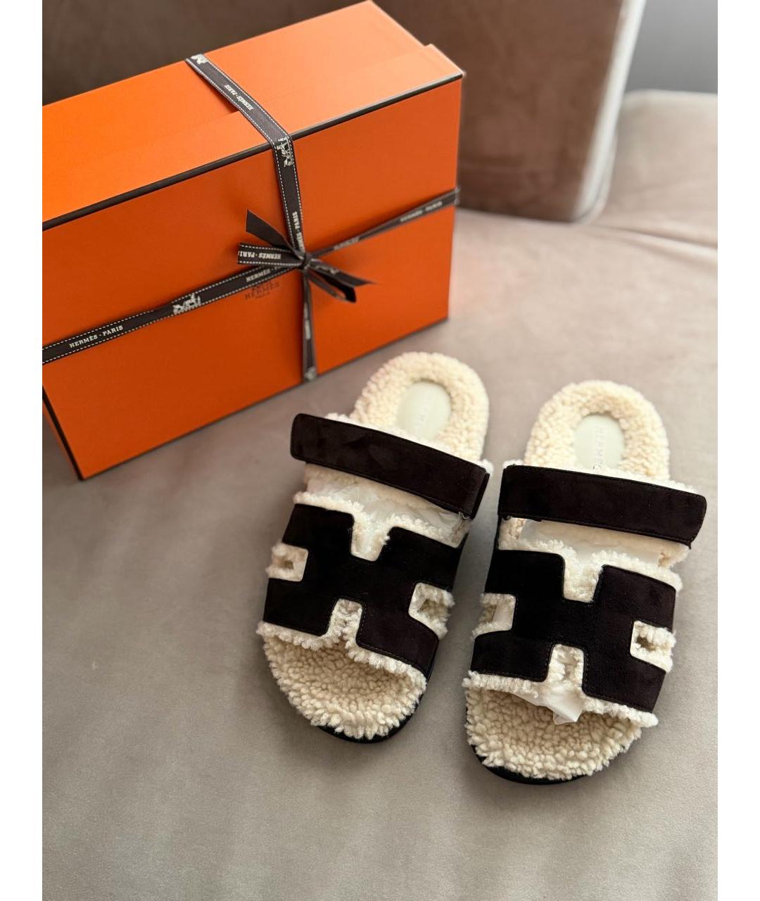 HERMES Коричневые замшевые сандалии, фото 2
