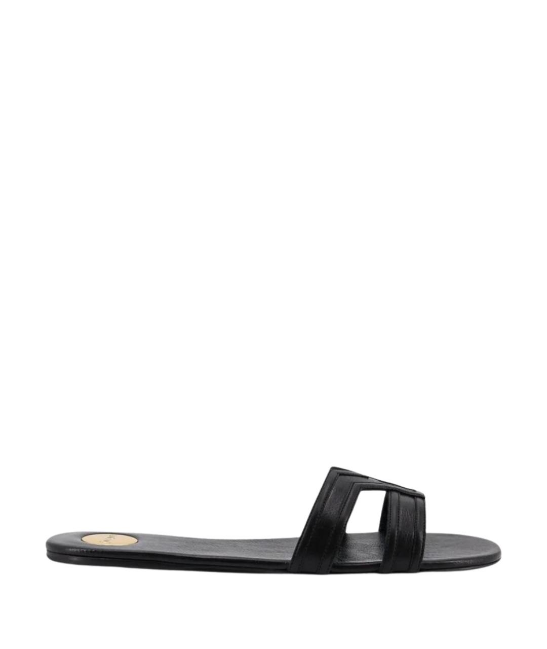 SAINT LAURENT Черные кожаные шлепанцы, фото 1