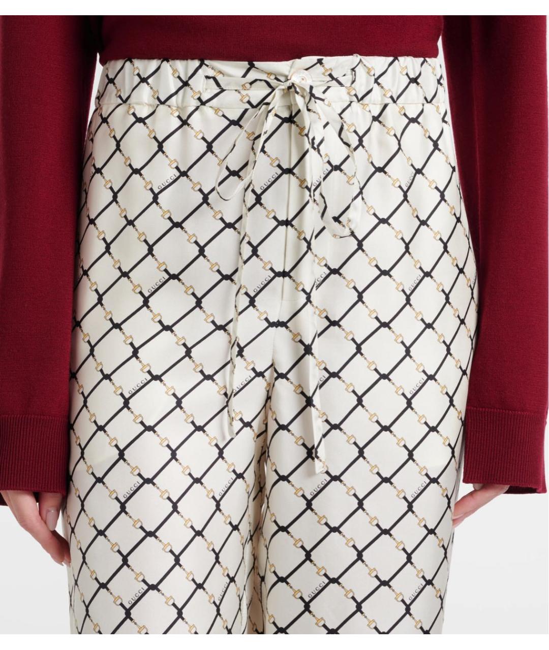 GUCCI Белые шелковые брюки широкие, фото 4