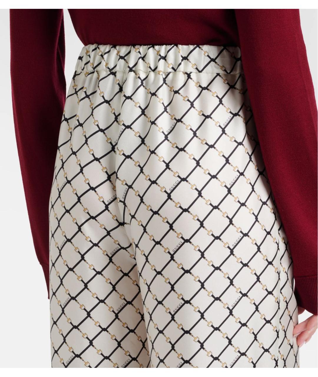 GUCCI Белые шелковые брюки широкие, фото 6