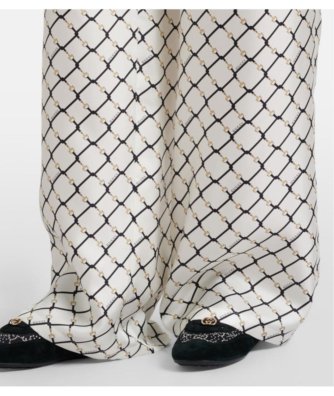 GUCCI Белые шелковые брюки широкие, фото 5