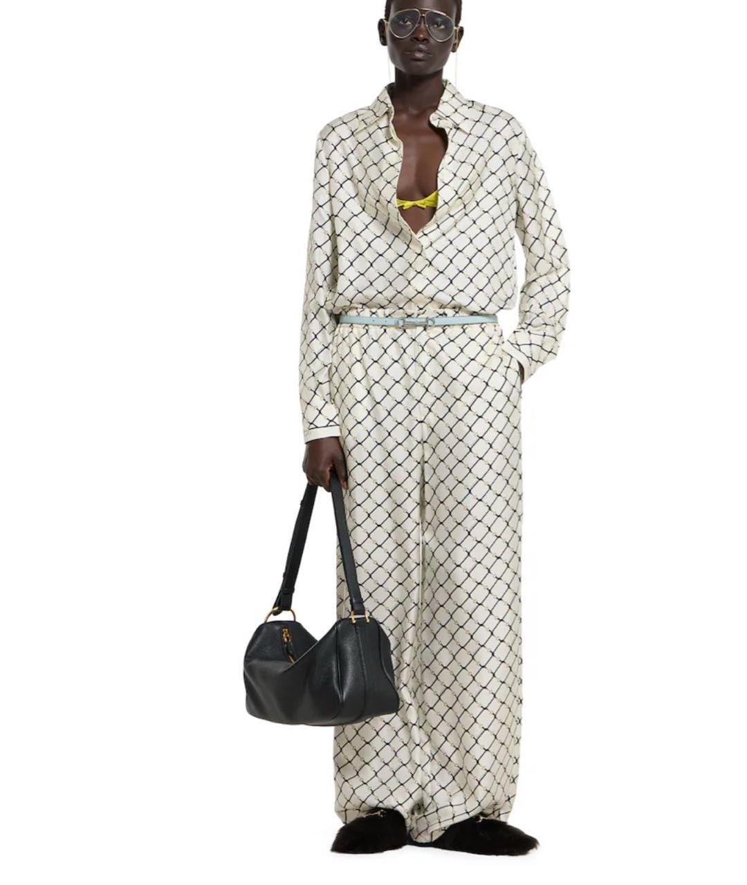 GUCCI Белые шелковые брюки широкие, фото 7