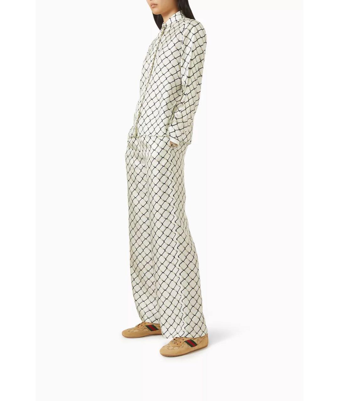 GUCCI Белые шелковые брюки широкие, фото 8