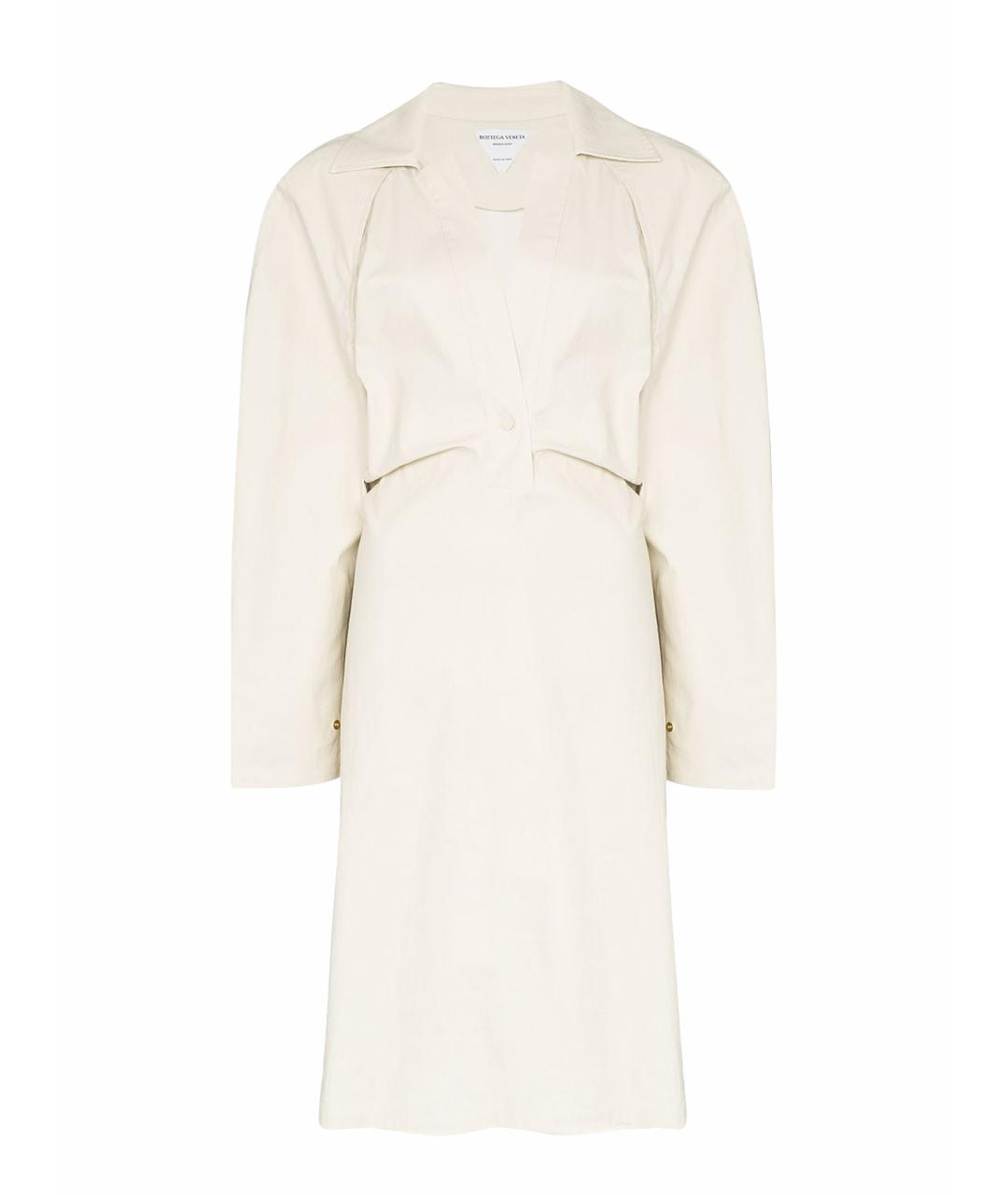 BOTTEGA VENETA Бежевое хлопковое коктейльное платье, фото 1