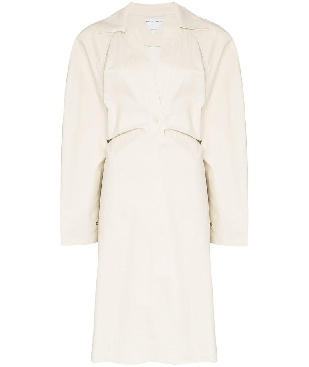 BOTTEGA VENETA Бежевое хлопковое коктейльное платье, фото 4