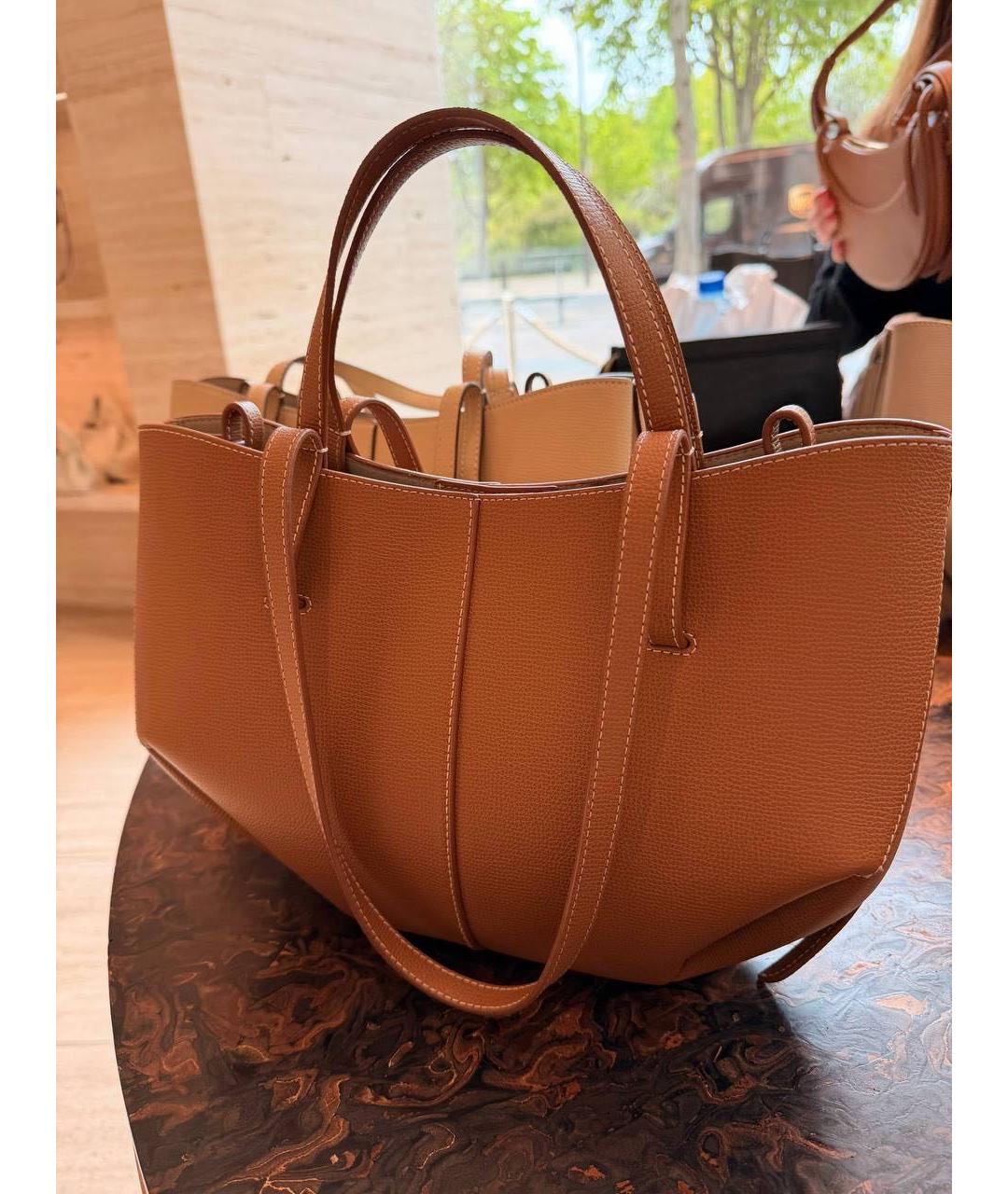 POLENE Коричневая кожаная сумка тоут, фото 5