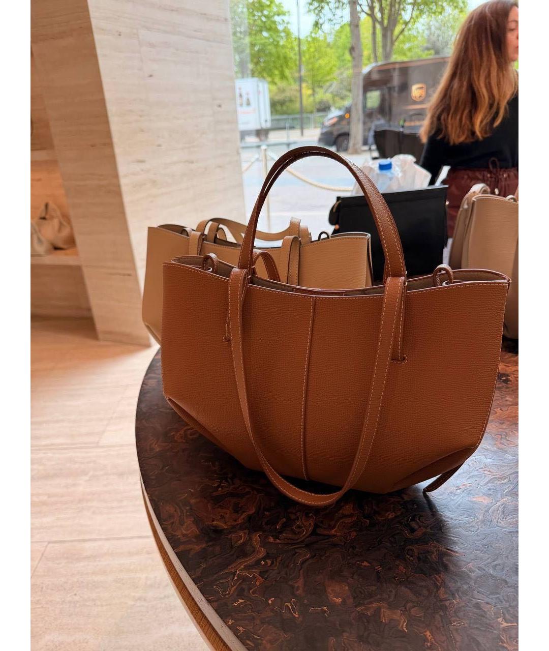 POLENE Коричневая кожаная сумка тоут, фото 6