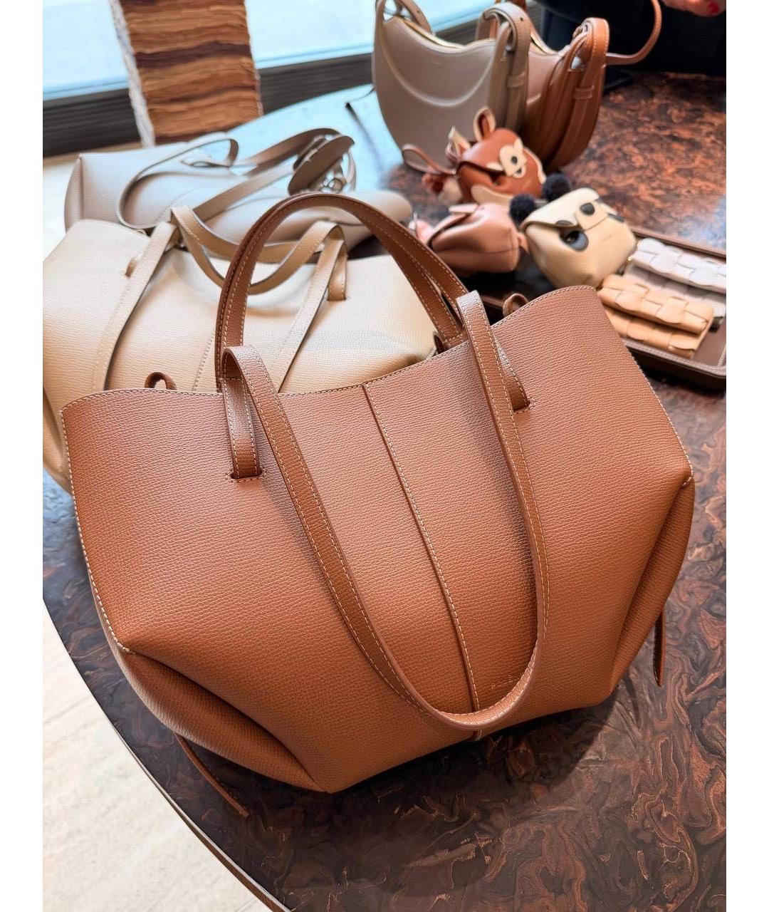 POLENE Коричневая кожаная сумка тоут, фото 4