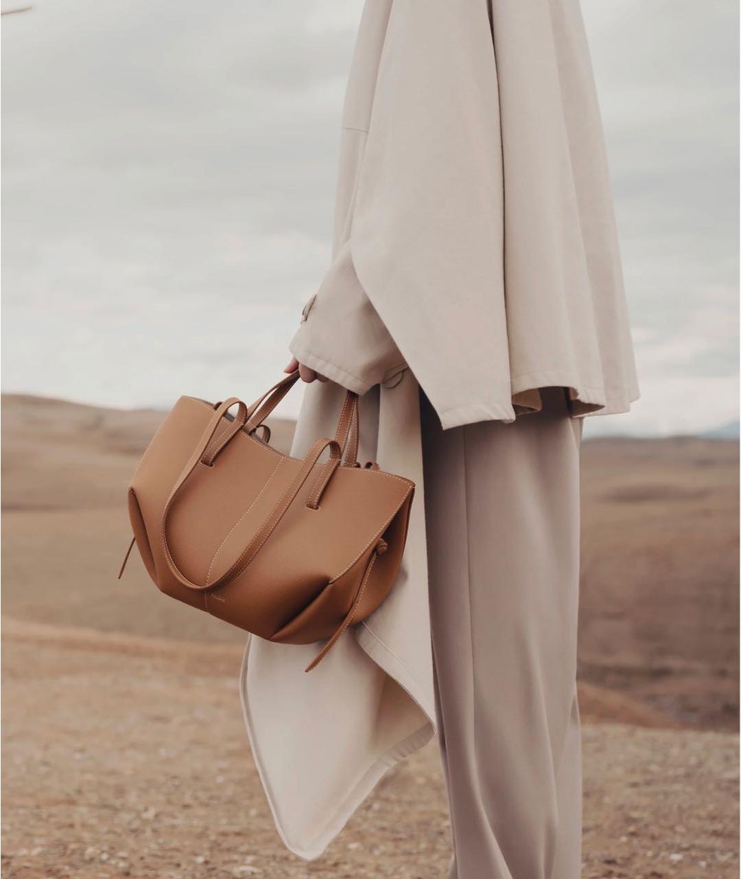 POLENE Коричневая кожаная сумка тоут, фото 2