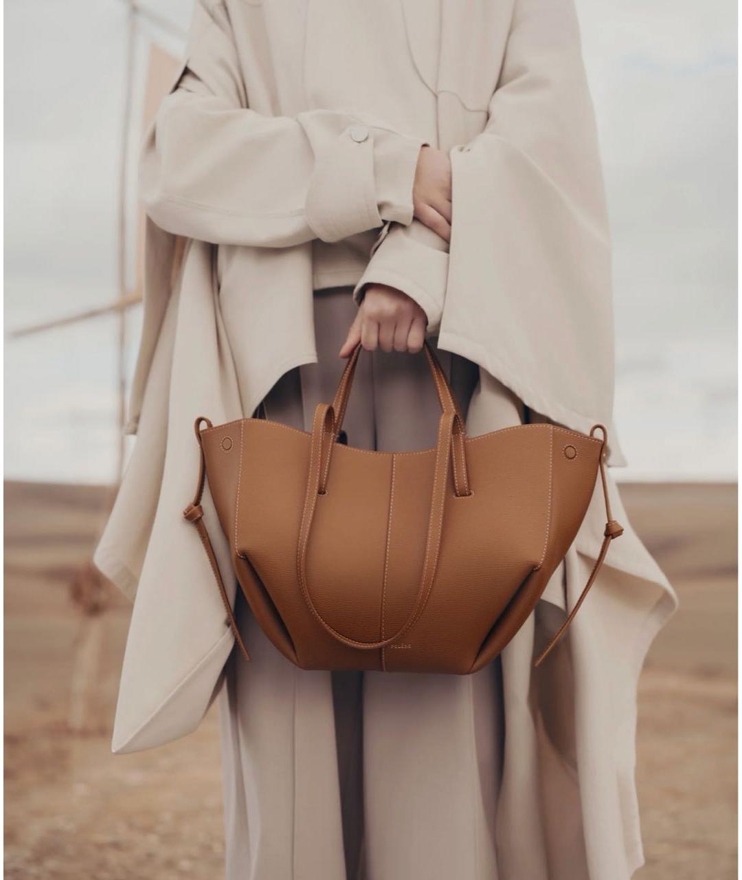 POLENE Коричневая кожаная сумка тоут, фото 8