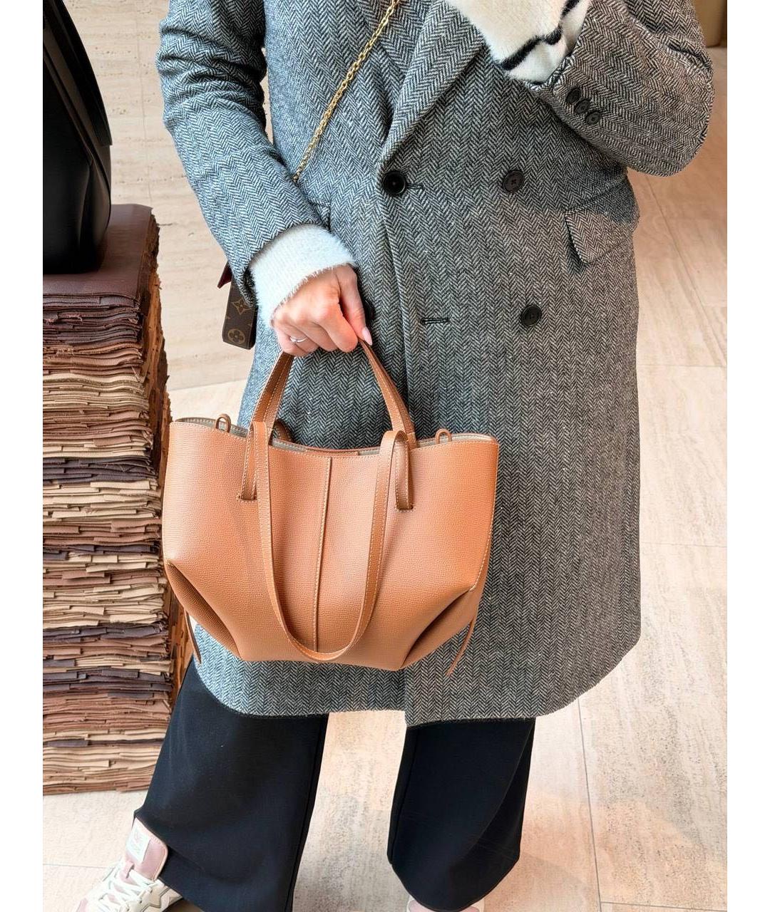 POLENE Коричневая кожаная сумка тоут, фото 7