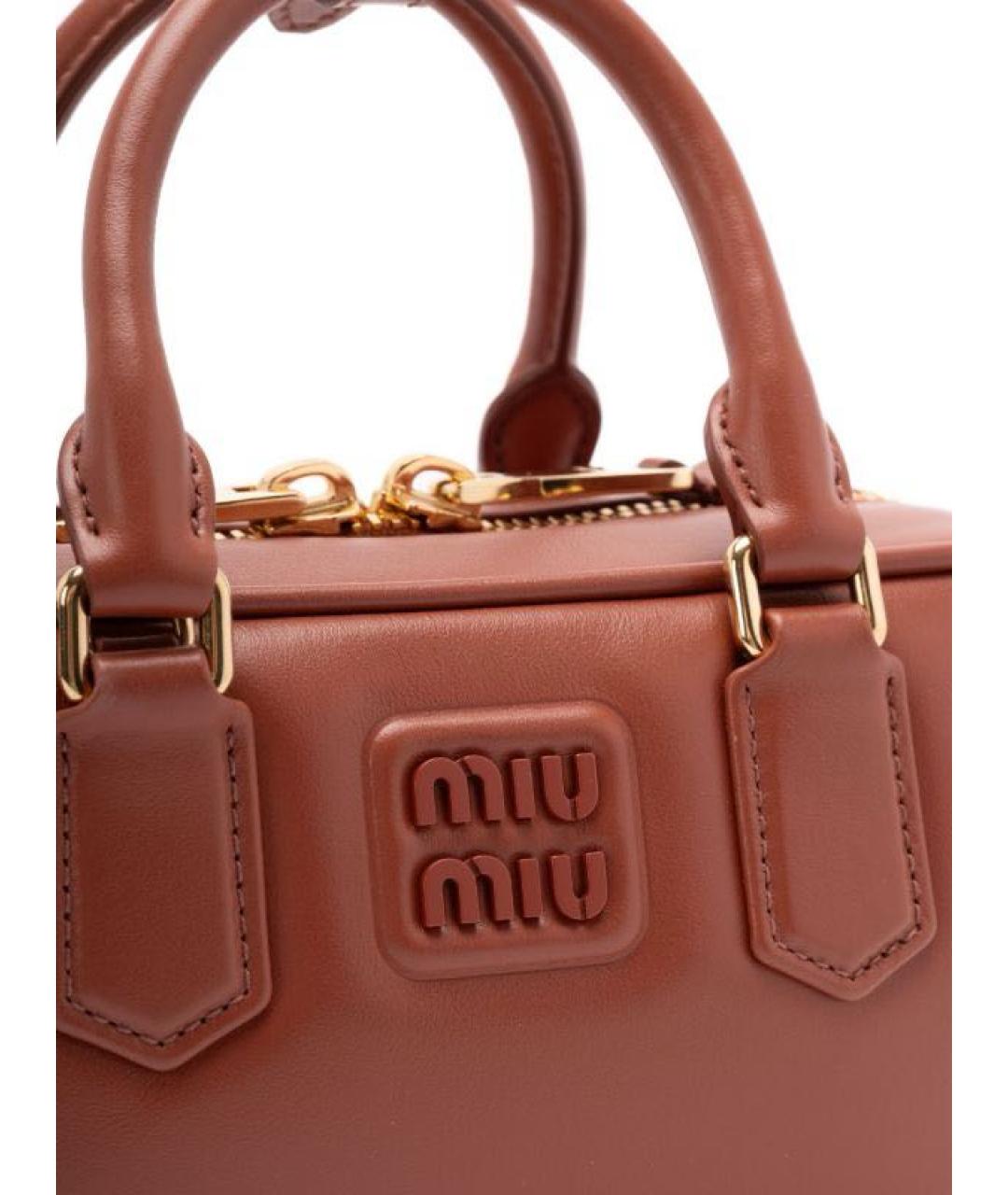 MIU MIU Коричневая кожаная сумка через плечо, фото 3