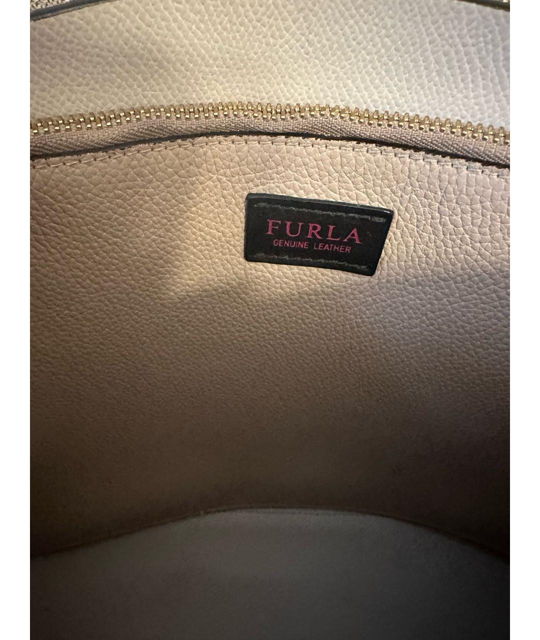 FURLA Бежевая кожаная сумка с короткими ручками, фото 3