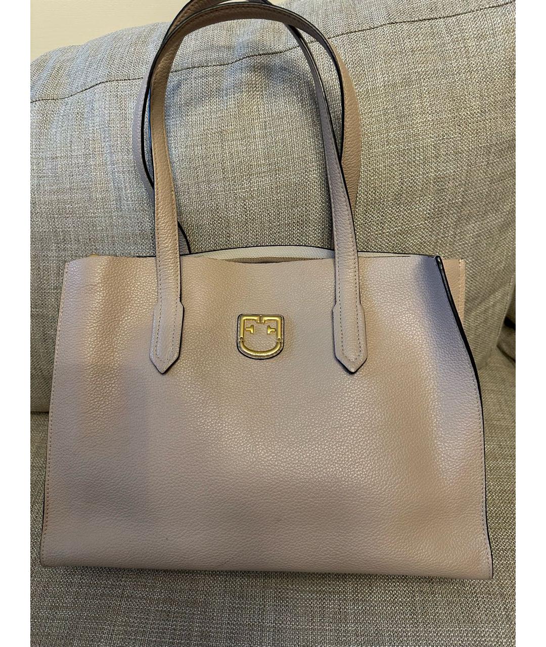 FURLA Бежевая кожаная сумка с короткими ручками, фото 9