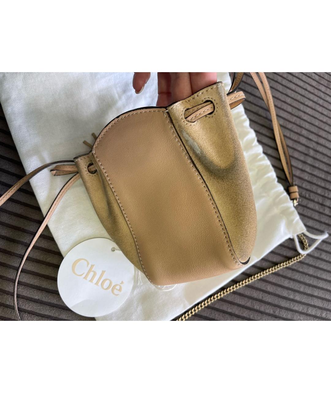 CHLOE Бежевая замшевая сумка через плечо, фото 3