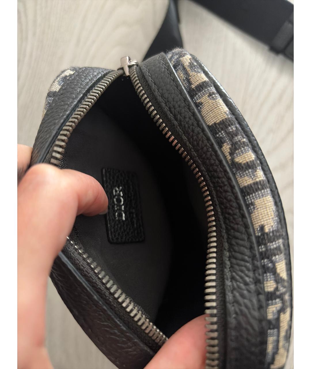 CHRISTIAN DIOR Серая жаккардовая сумка через плечо, фото 4