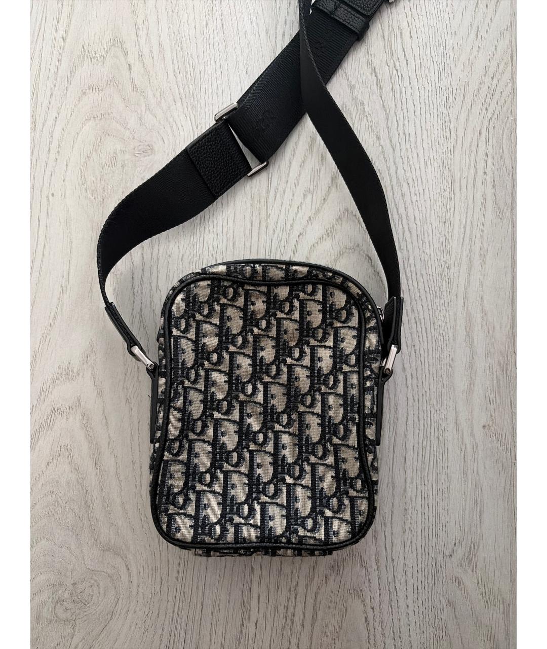 CHRISTIAN DIOR Серая жаккардовая сумка через плечо, фото 3