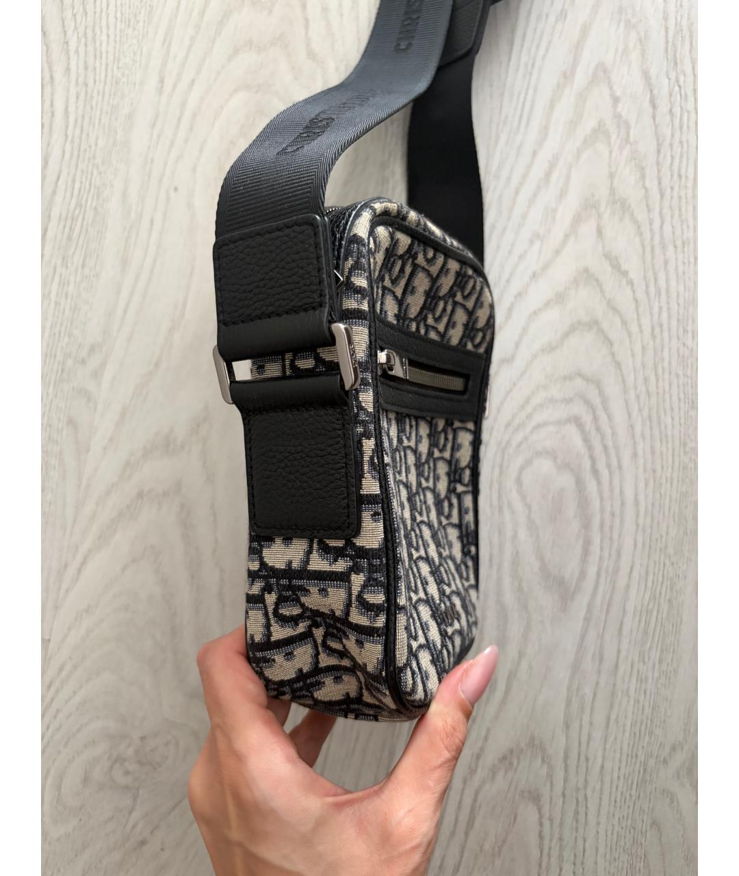 CHRISTIAN DIOR Серая жаккардовая сумка через плечо, фото 2