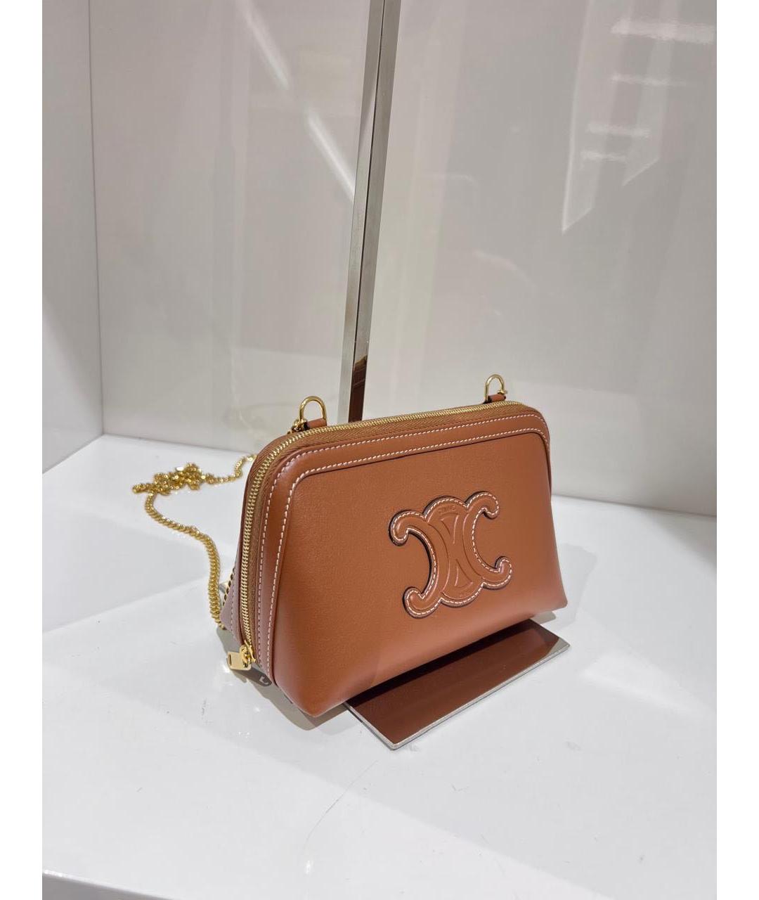 CELINE Коричневая кожаная сумка через плечо, фото 3