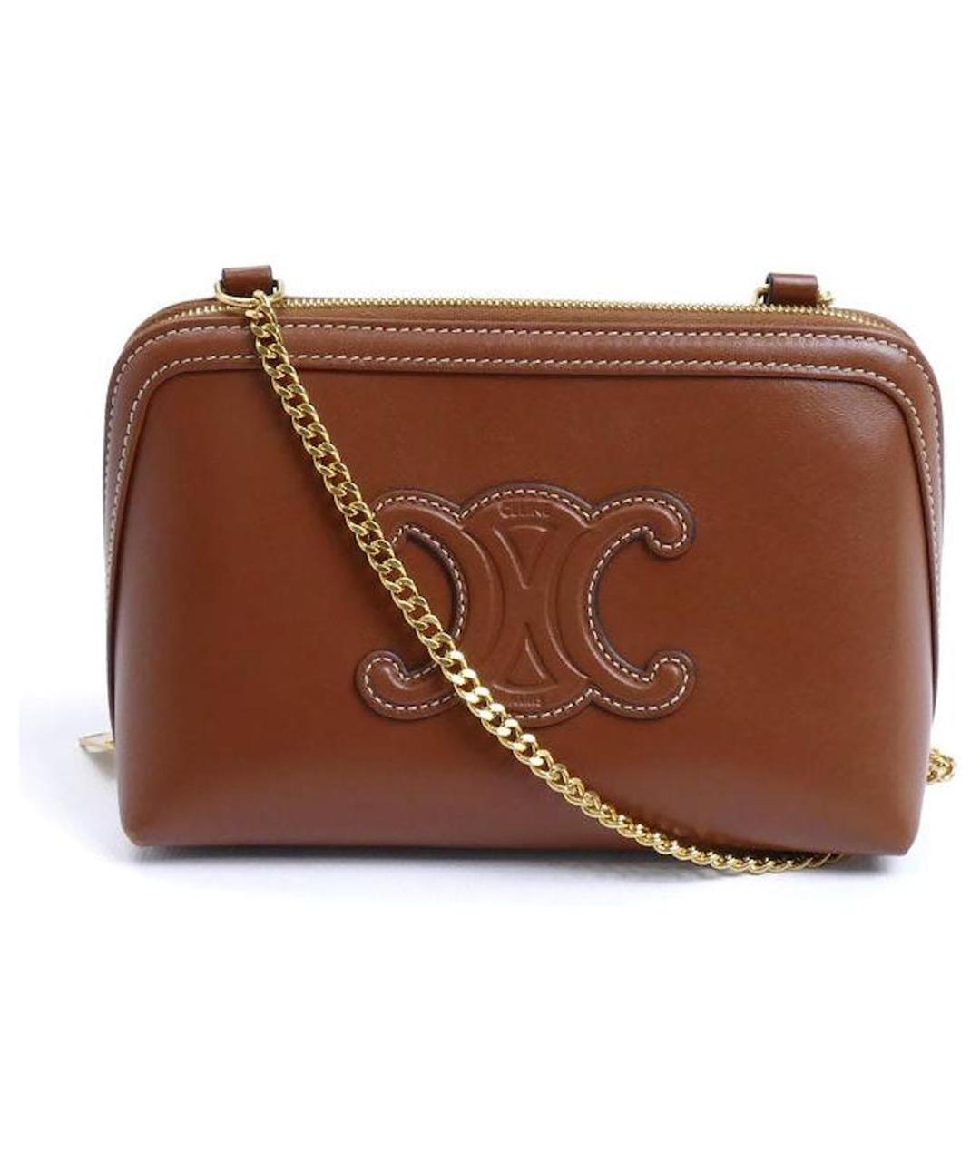 CELINE Коричневая кожаная сумка через плечо, фото 1