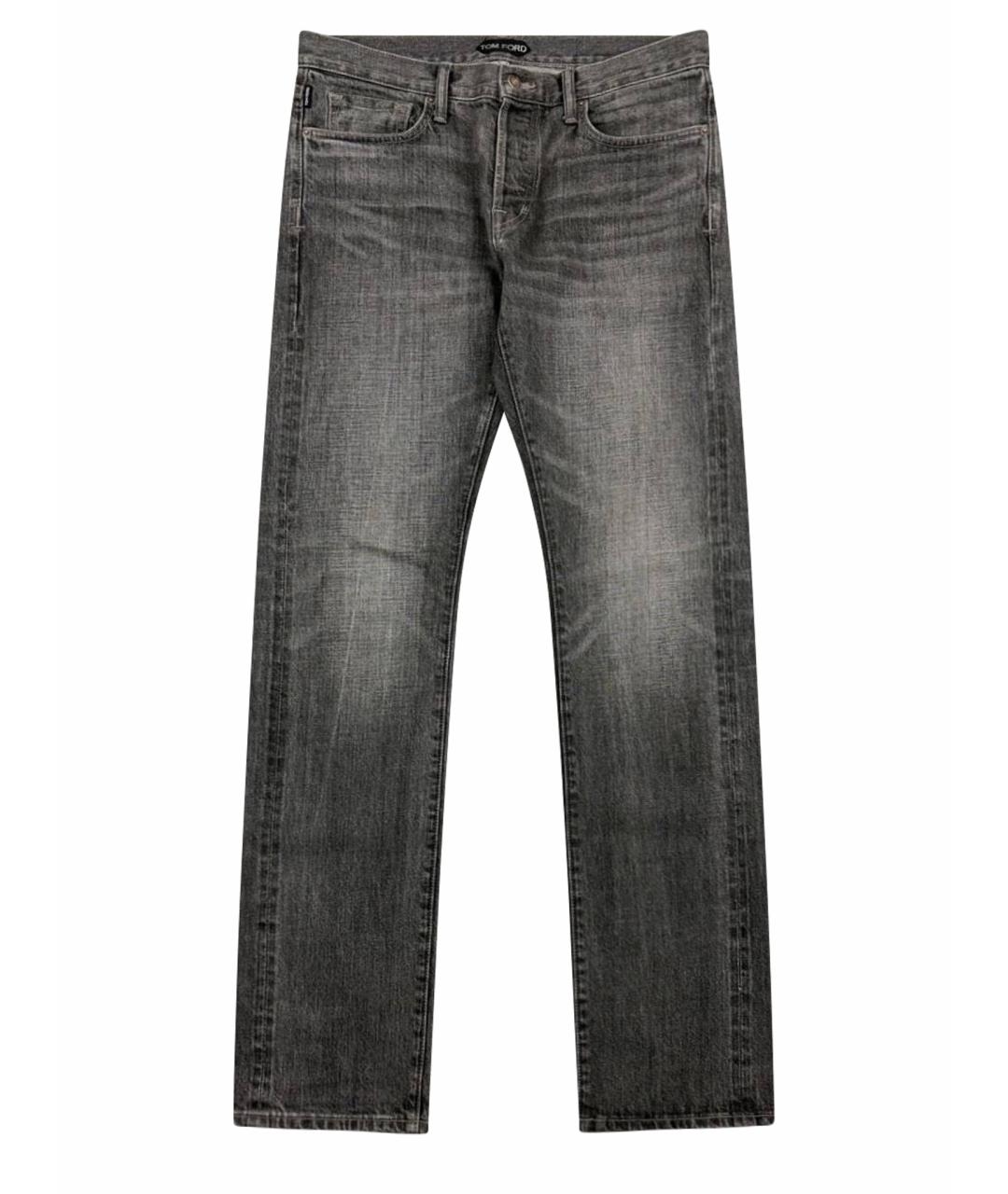 TOM FORD Серые хлопковые прямые джинсы, фото 1