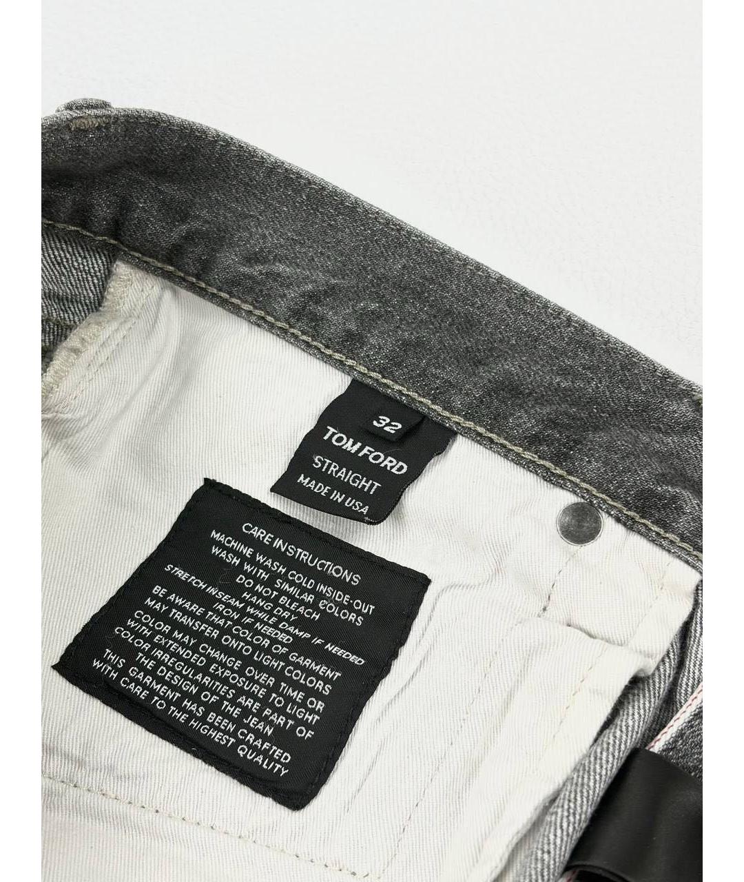 TOM FORD Серые хлопковые прямые джинсы, фото 4