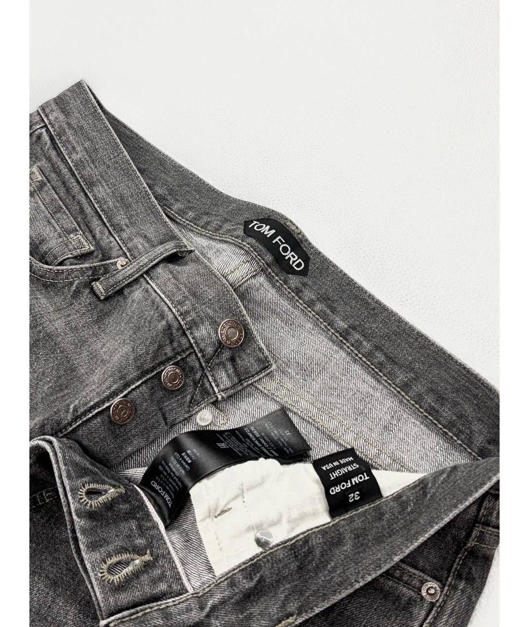 TOM FORD Серые хлопковые прямые джинсы, фото 3