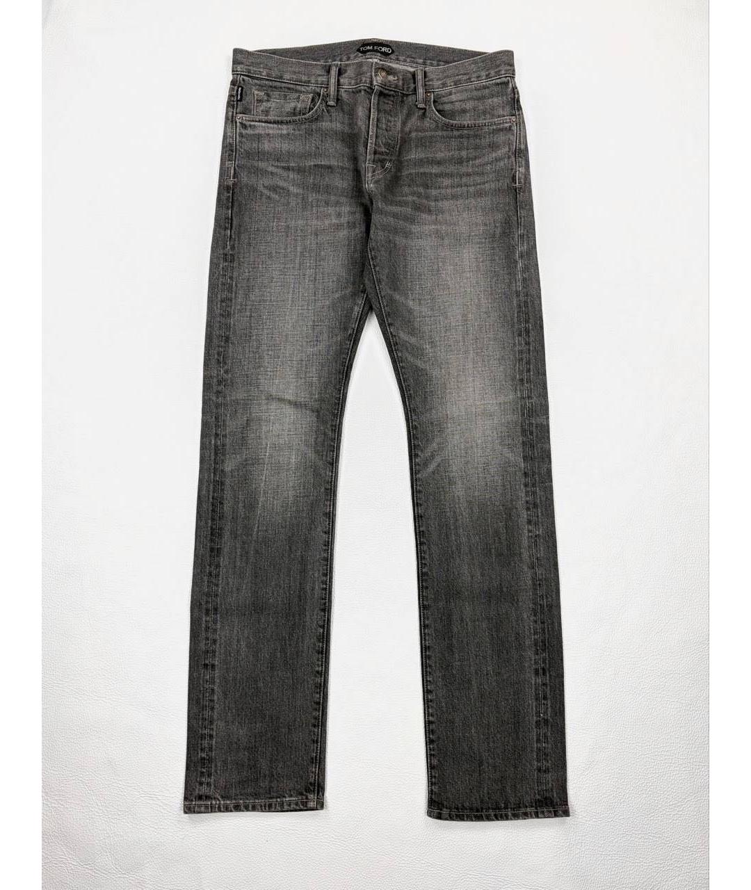 TOM FORD Серые хлопковые прямые джинсы, фото 8