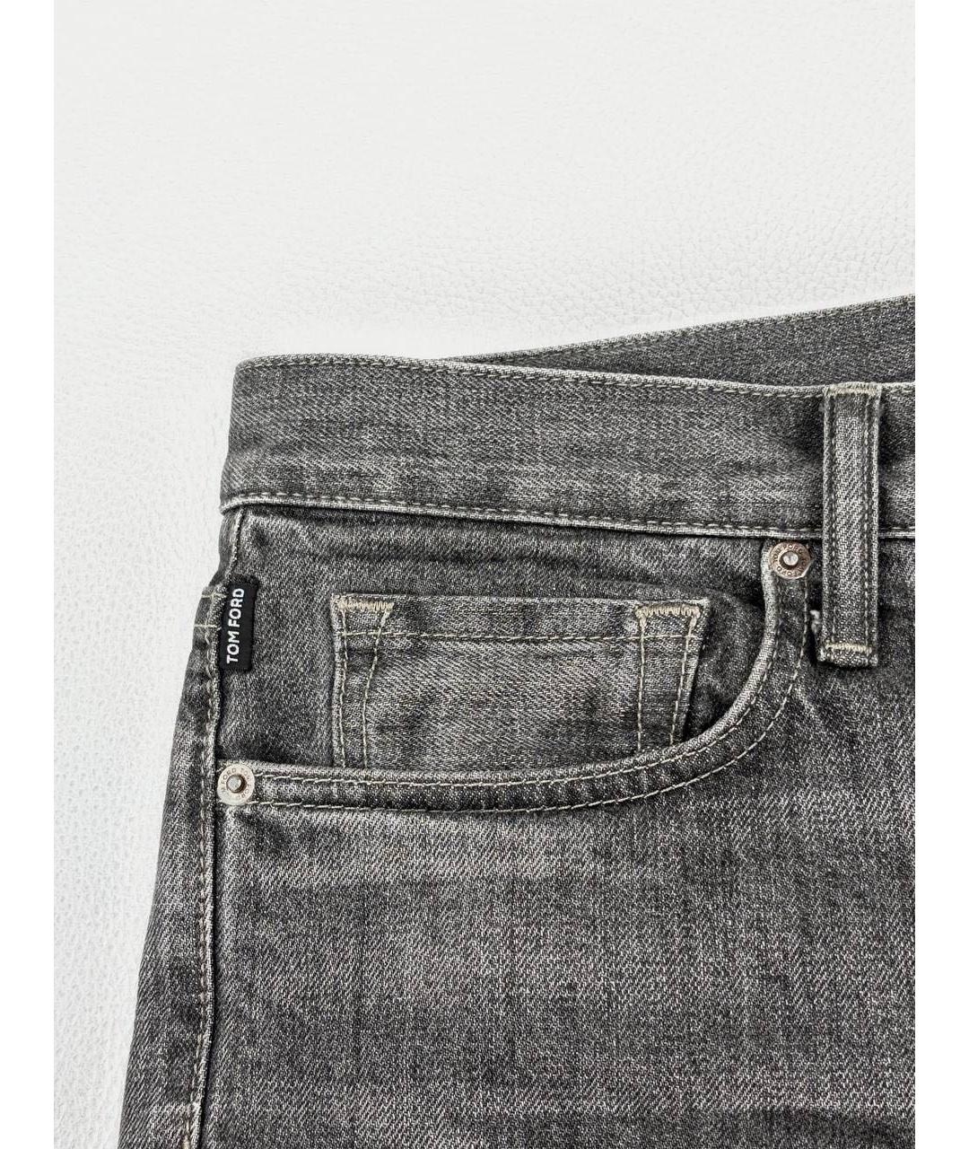 TOM FORD Серые хлопковые прямые джинсы, фото 7
