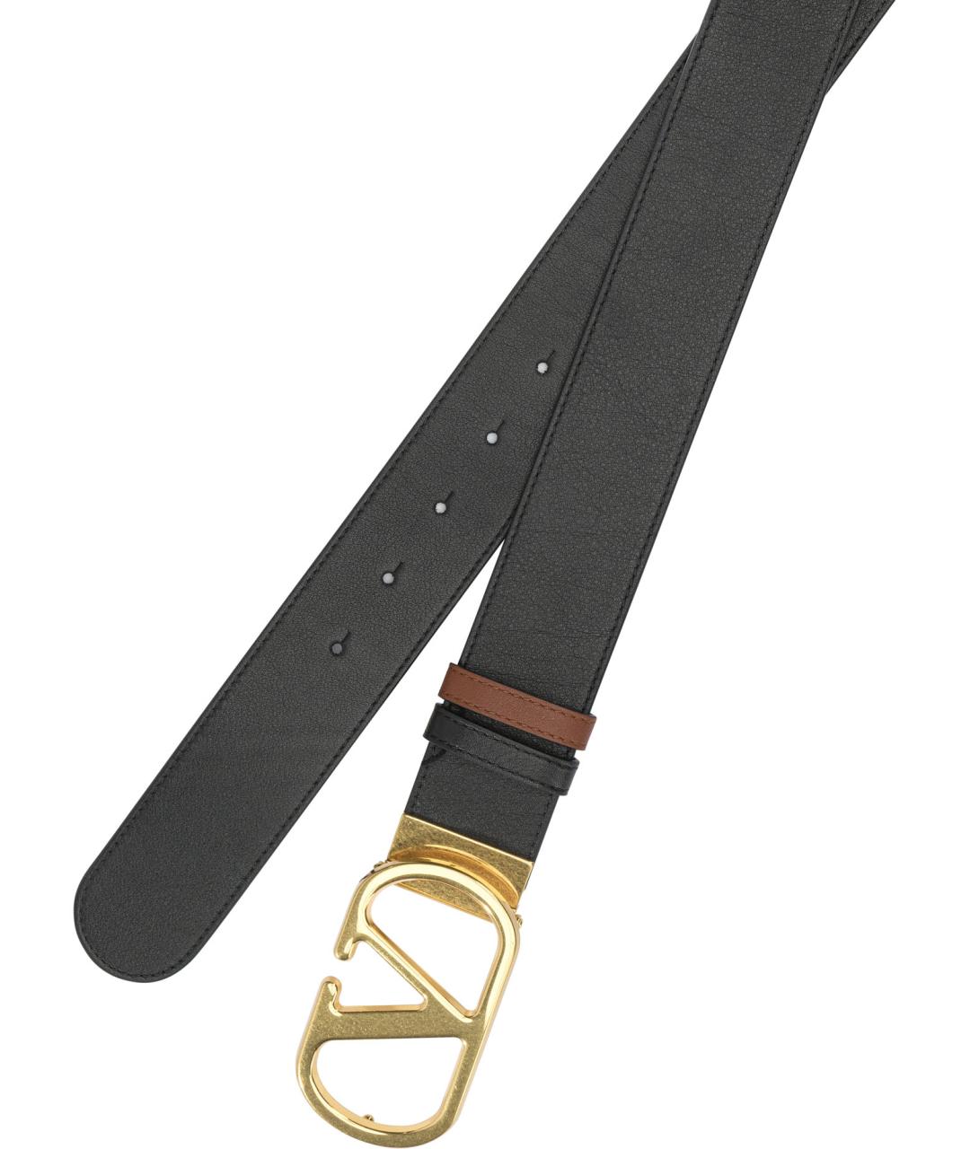 VALENTINO Черный кожаный ремень, фото 2