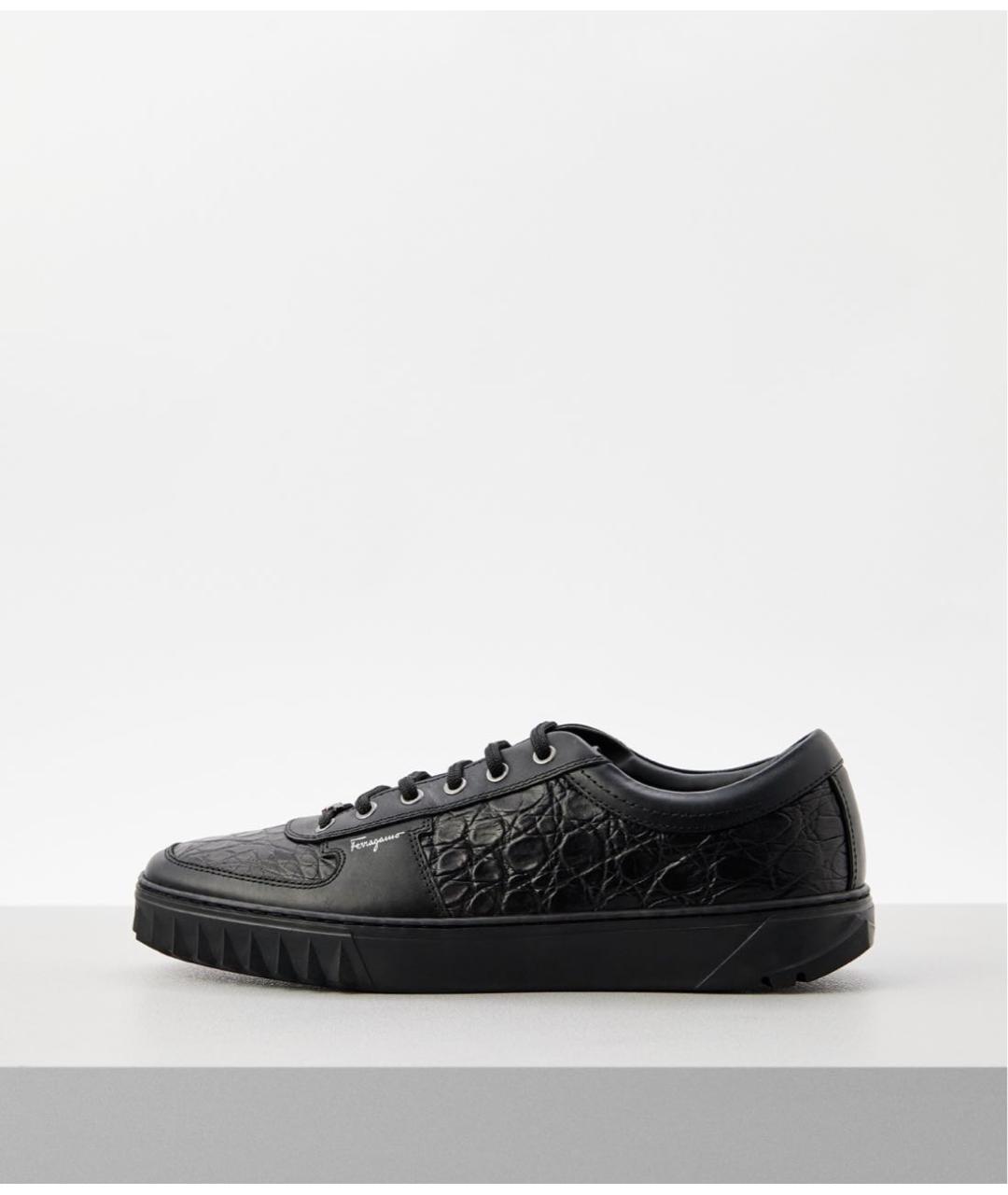 FERRAGAMO Черные кожаные низкие кроссовки / кеды, фото 5