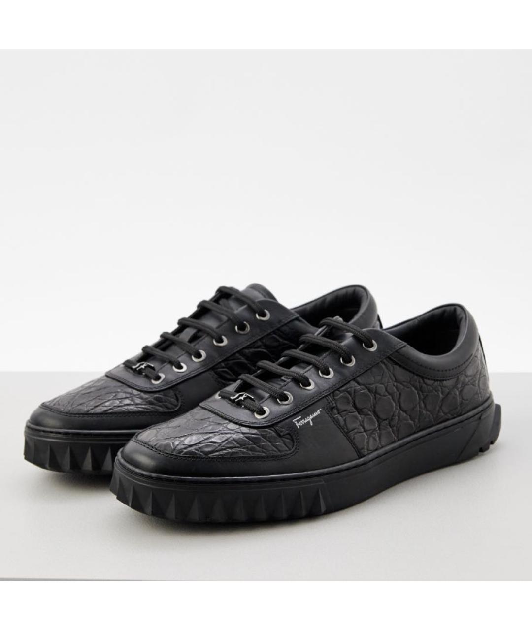 FERRAGAMO Черные кожаные низкие кроссовки / кеды, фото 2