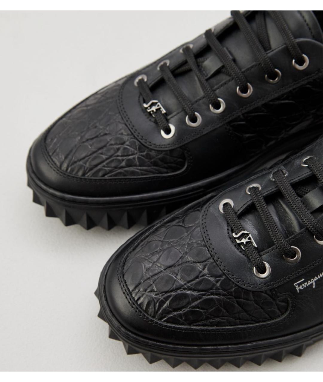 FERRAGAMO Черные кожаные низкие кроссовки / кеды, фото 4