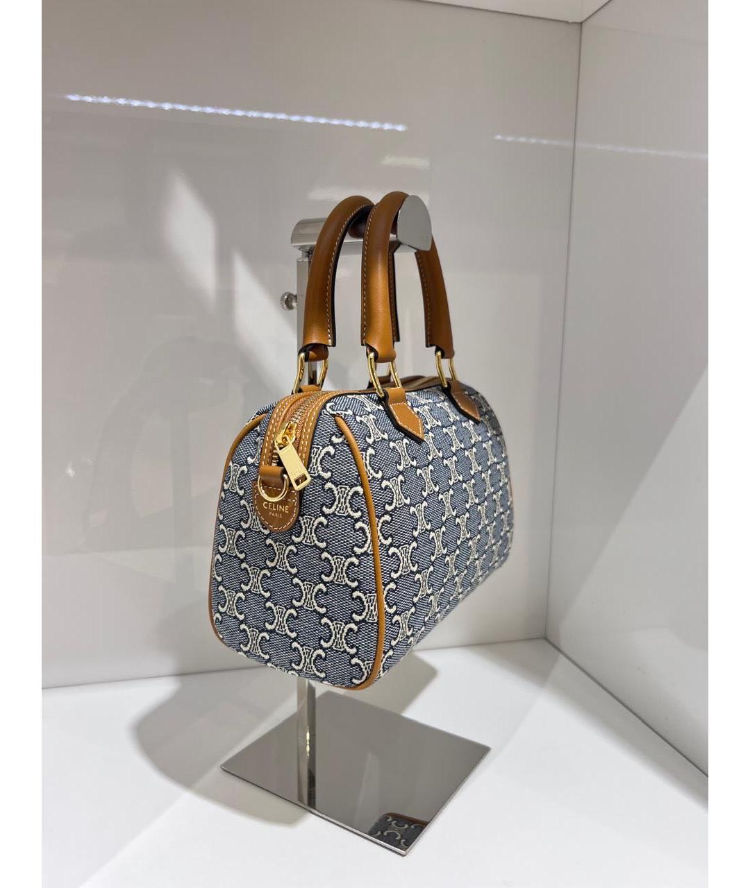 CELINE Синяя тканевая сумка с короткими ручками, фото 3