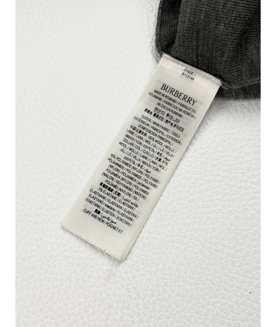 BURBERRY Серое хлопковое поло с длинным рукавом, фото 5