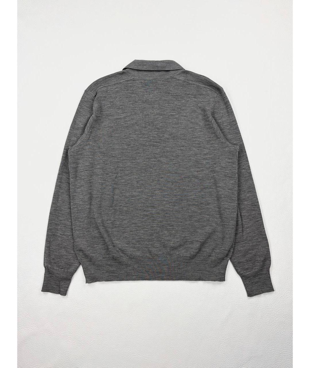 BURBERRY Серое хлопковое поло с длинным рукавом, фото 2