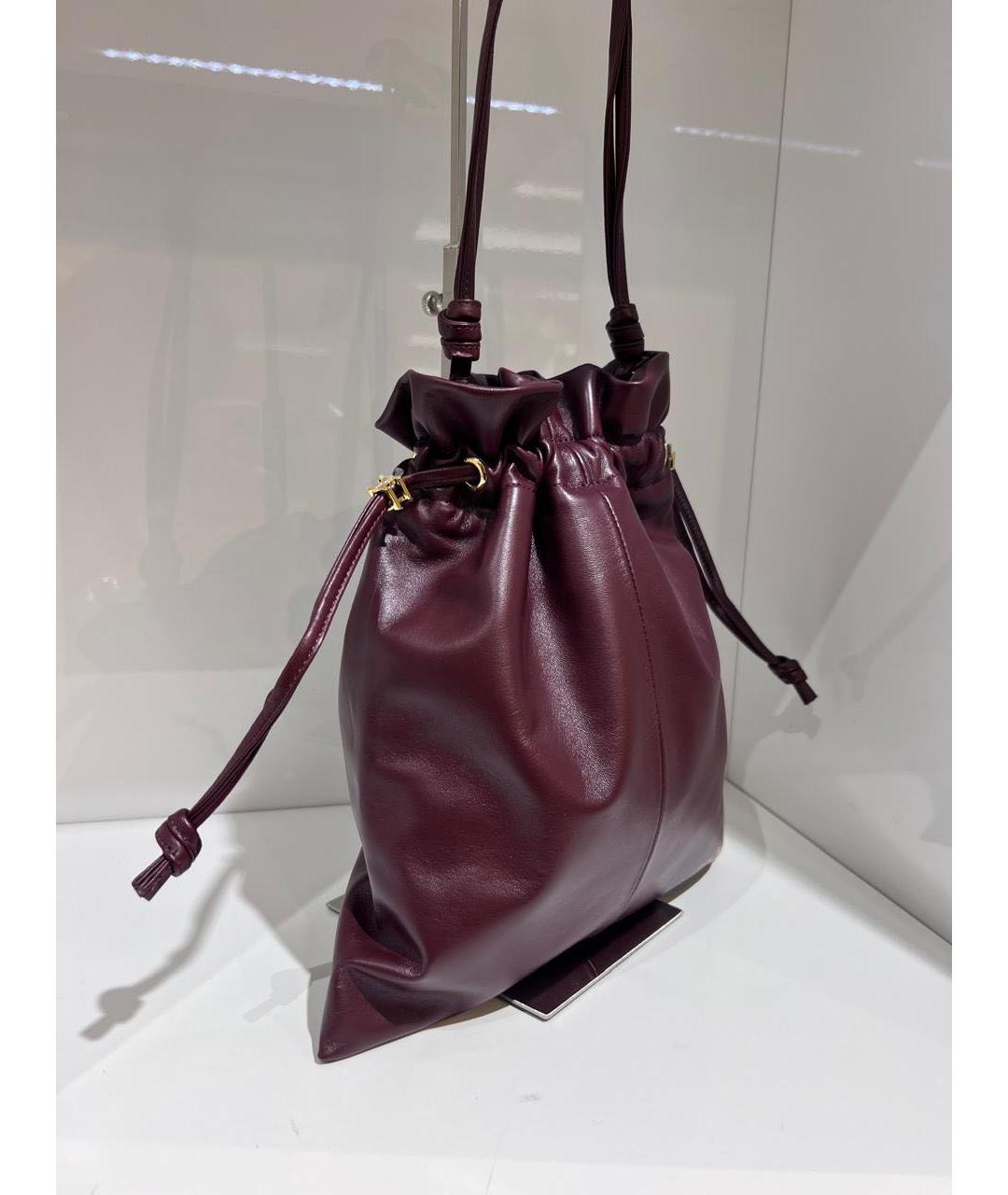 CELINE Бордовая кожаная сумка с короткими ручками, фото 3