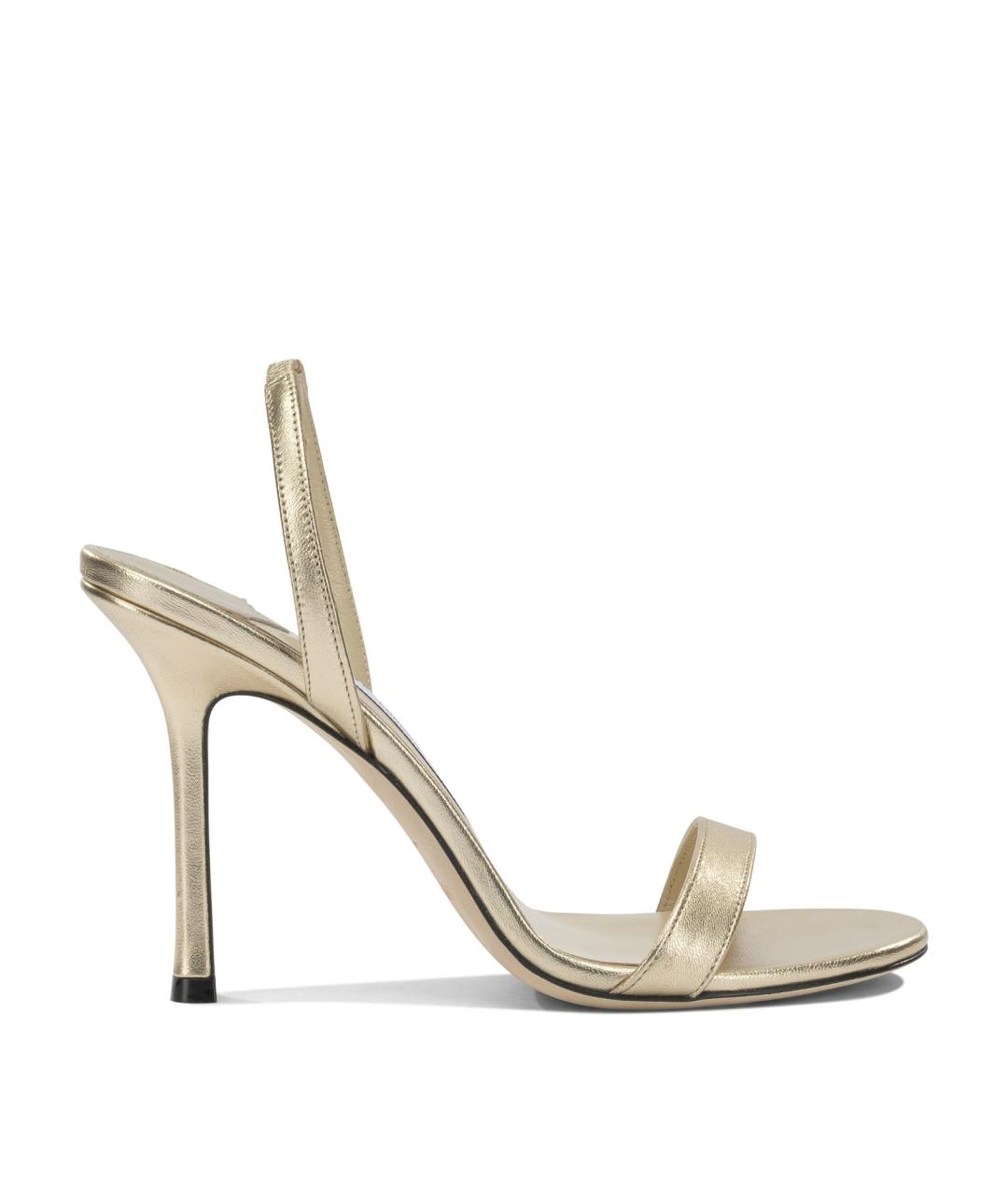 JIMMY CHOO Золотые кожаные босоножки, фото 1