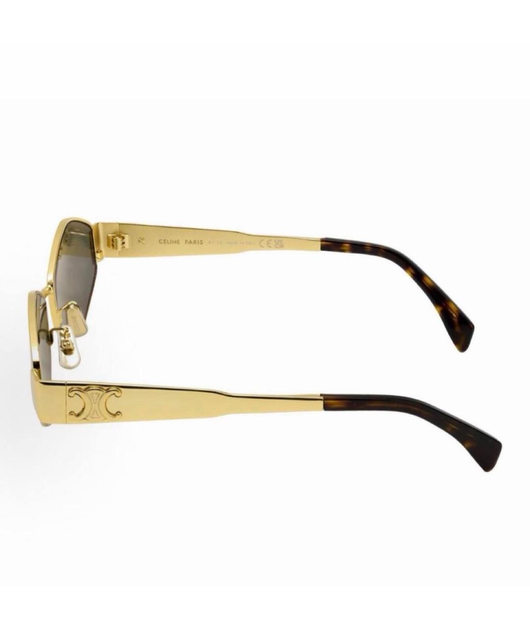 CELINE Золотые металлические солнцезащитные очки, фото 2