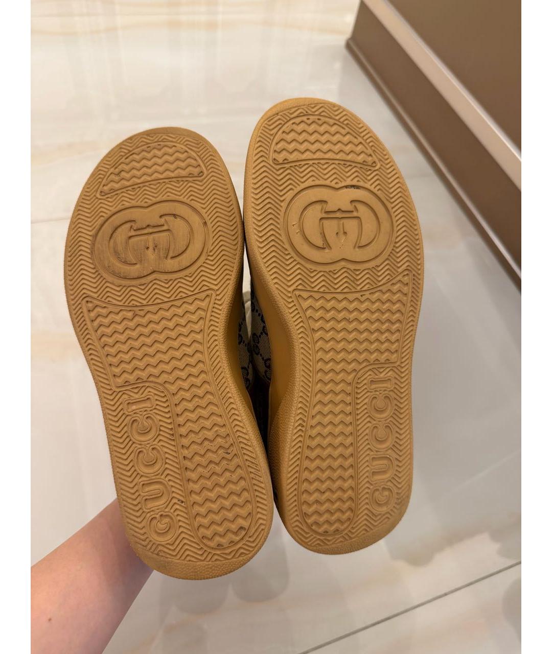GUCCI Коричневые текстильные кеды, фото 8