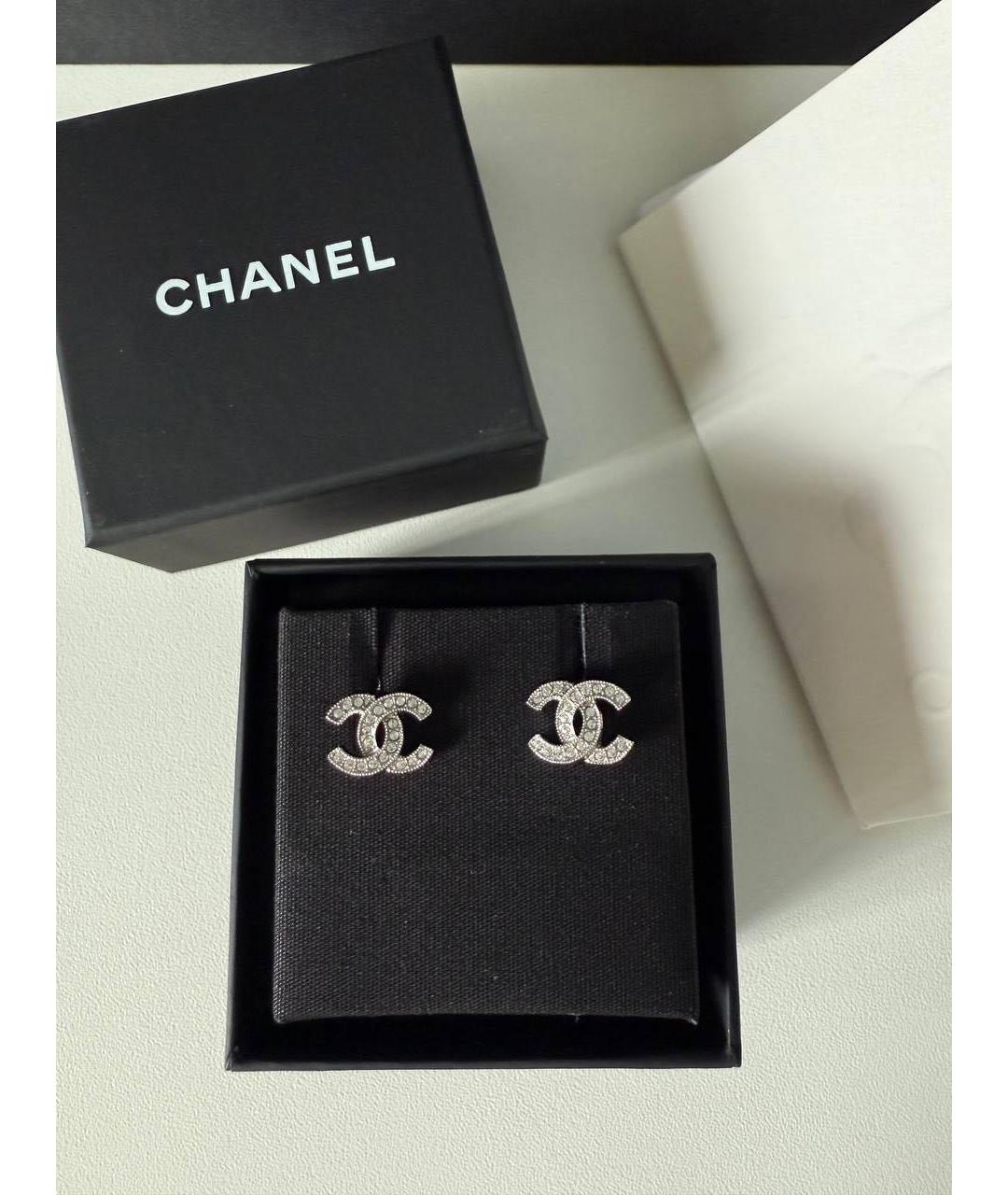 CHANEL Серебряные металлические серьги, фото 2