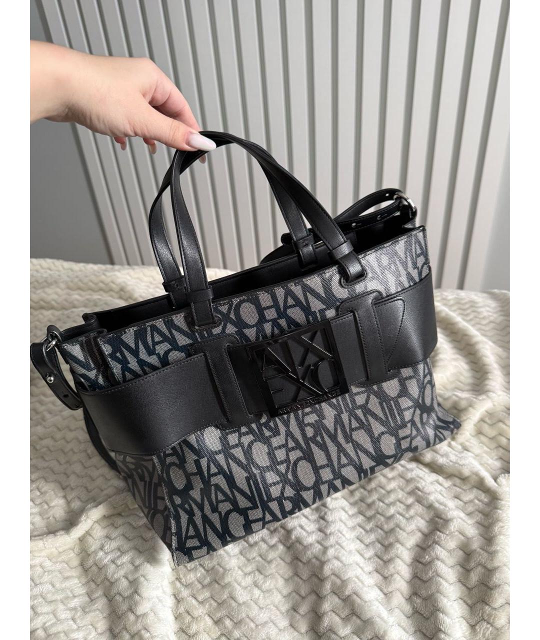 EMPORIO ARMANI Серая сумка тоут из искусственной кожи, фото 6