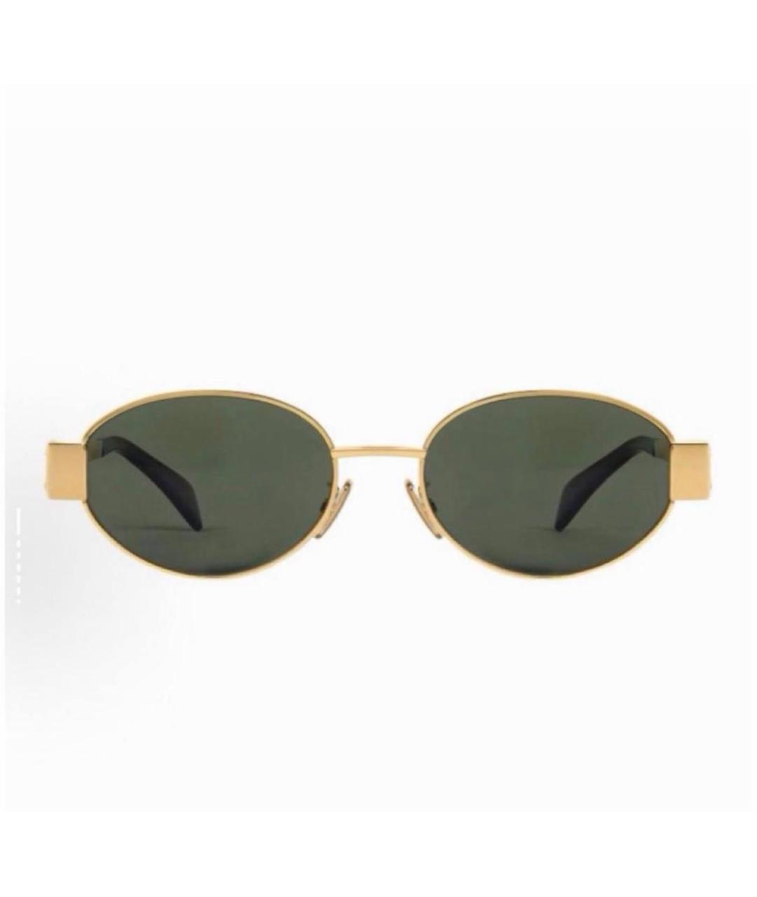 CELINE Золотые металлические солнцезащитные очки, фото 3