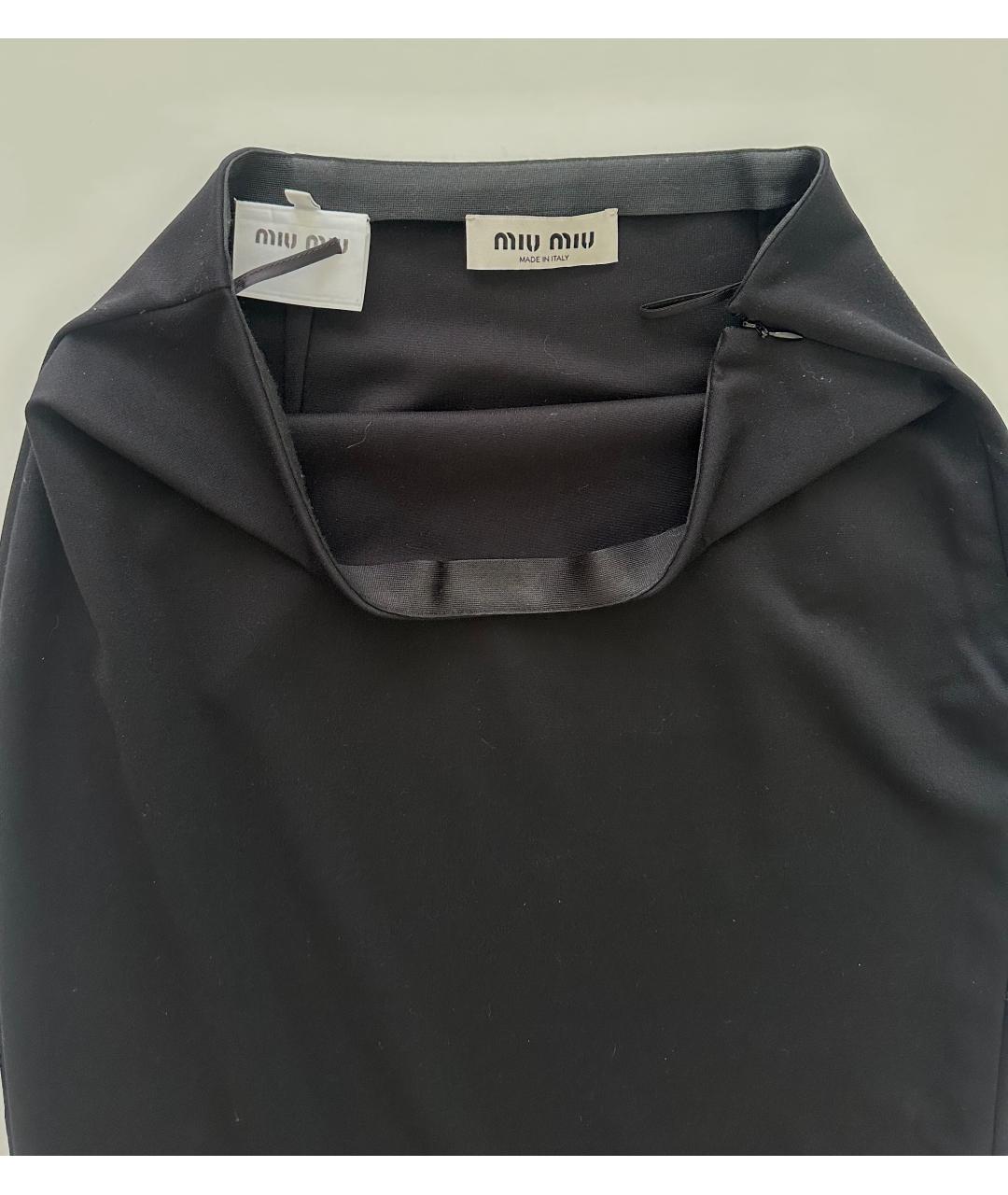 MIU MIU Черная полиэстеровая юбка миди, фото 3