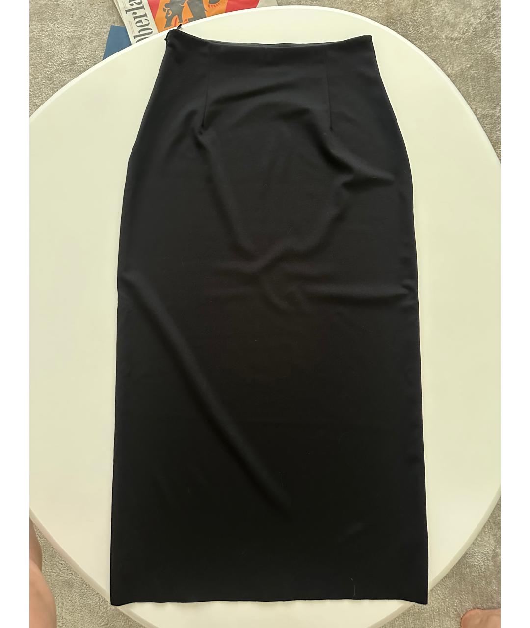 MIU MIU Черная полиэстеровая юбка миди, фото 2