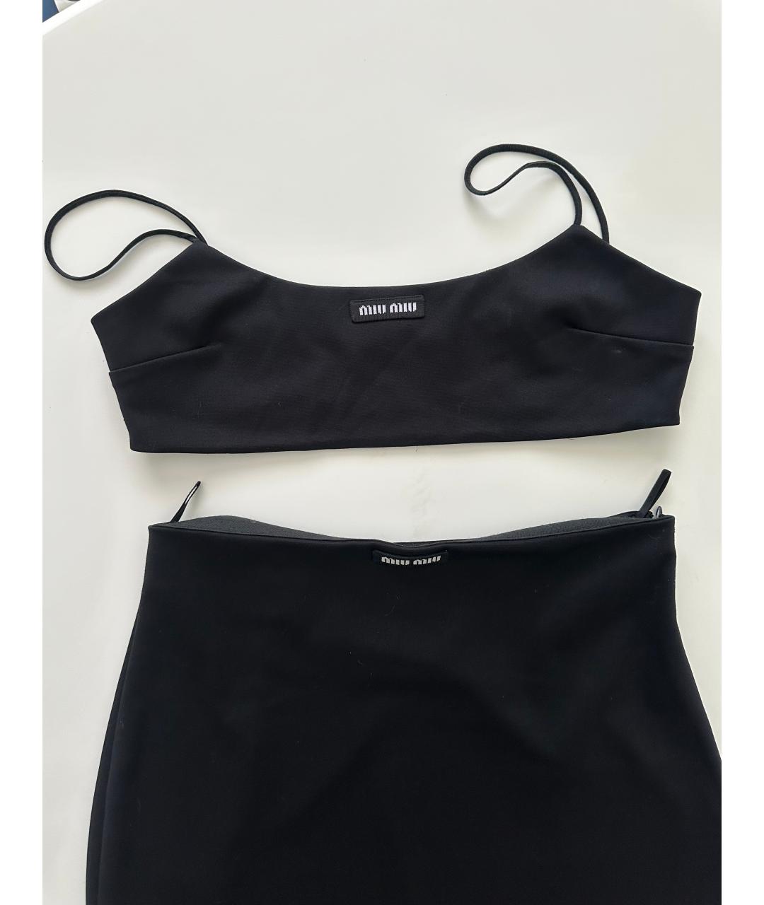 MIU MIU Черная полиэстеровая юбка миди, фото 4