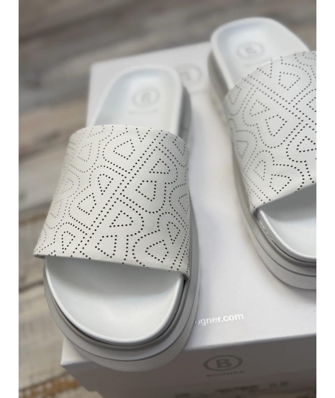 BOGNER Белые кожаные шлепанцы, фото 6