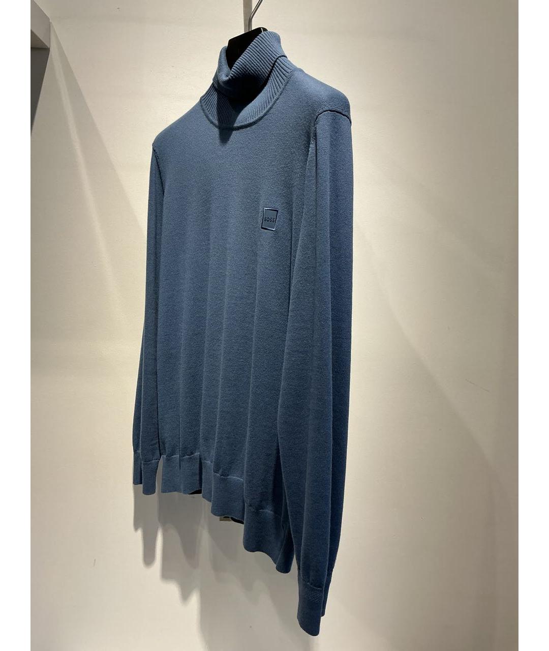 HUGO BOSS Голубая хлопковая водолазка, фото 2